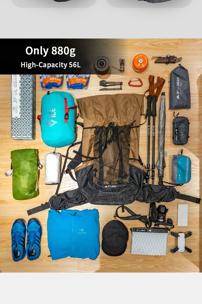 3F UL GEAR 46+10L QIDIAN PRO Backpack Ultralight Outdoor  Camping Sport Bag Resistant Hiking Trekking Waterproof Travel Rucksack