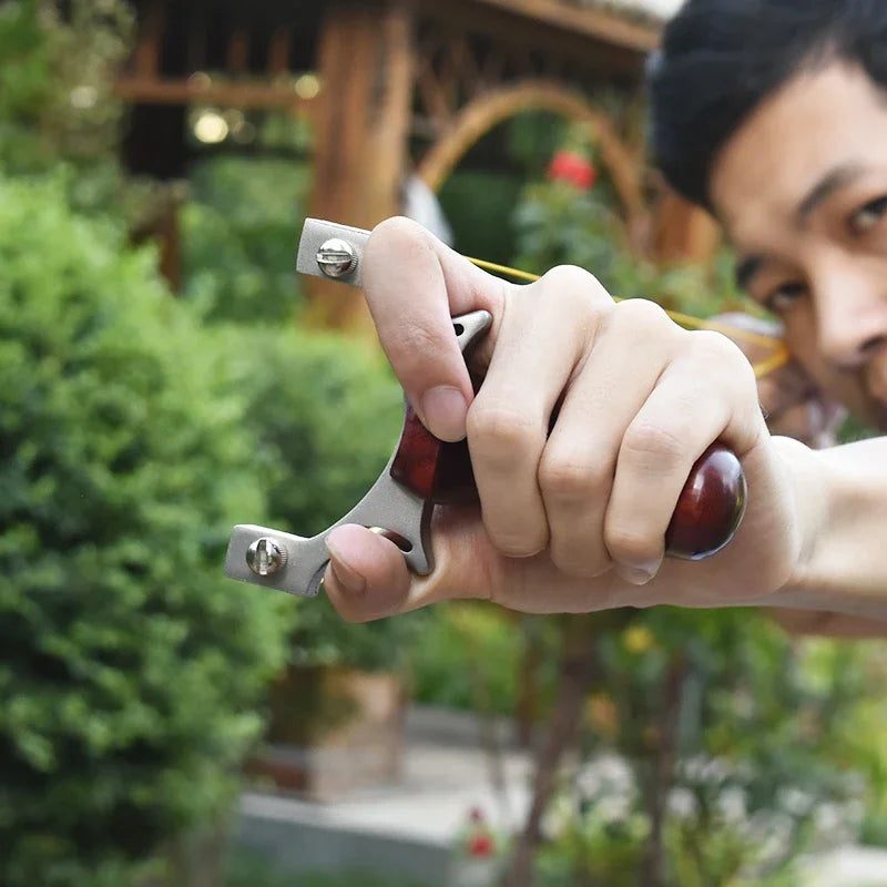 Stainless Steel Solid Wood TTF Professional Slingshot Portable Outdoor Hunting Shooting Tool High Quality Slingshot