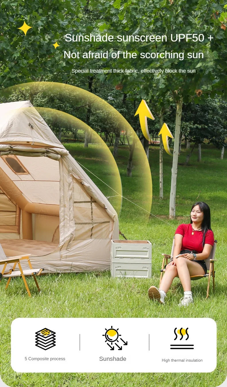 Inflatable Camping Tent for Family, PVC Skylight Air Tube, Camp Base Tents, 12 Square Meters, Large Space, 5-8 Person
