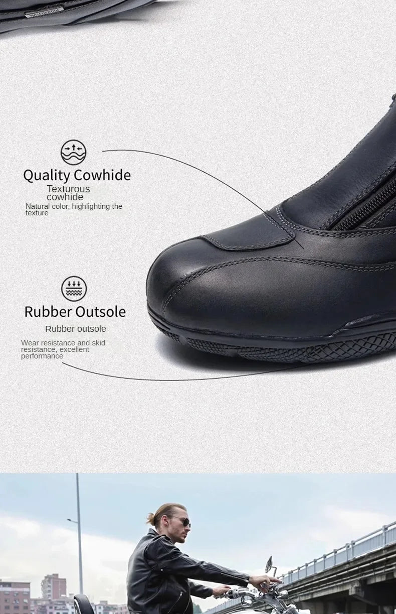 Motorcycle Riding Boots Men's Anti-slip Wear-resistant Locomotive Cycling Shoes Comfort Waterproof Anti-drop Four Seasons