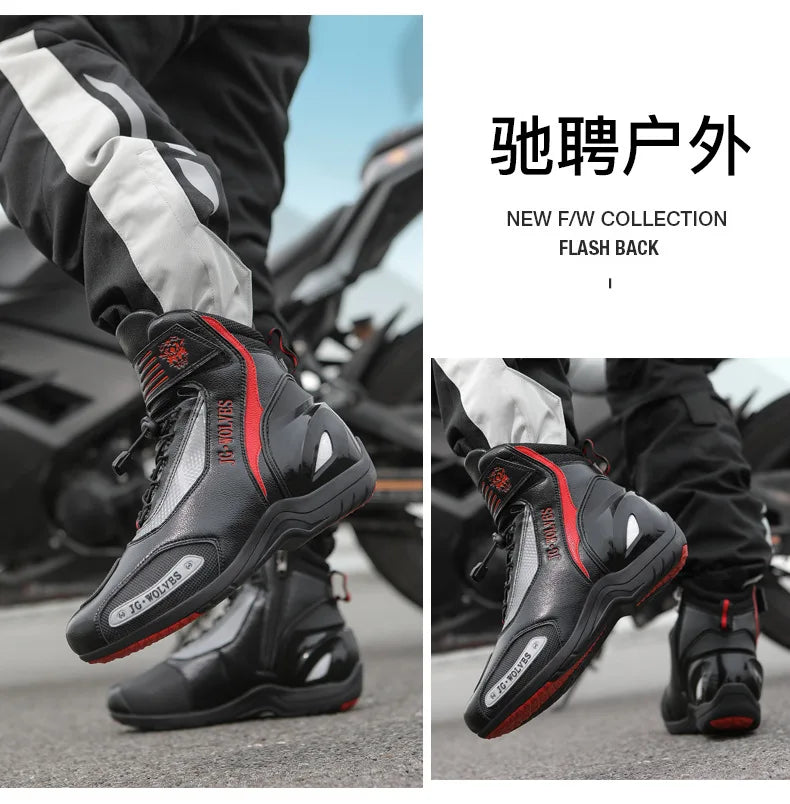 Motorcycle Shoes Men Off-road Adventure Motocross Low Boots  Retro Black Riding Shoes Rubber Sole Waterproof Motorcyclist Shoes