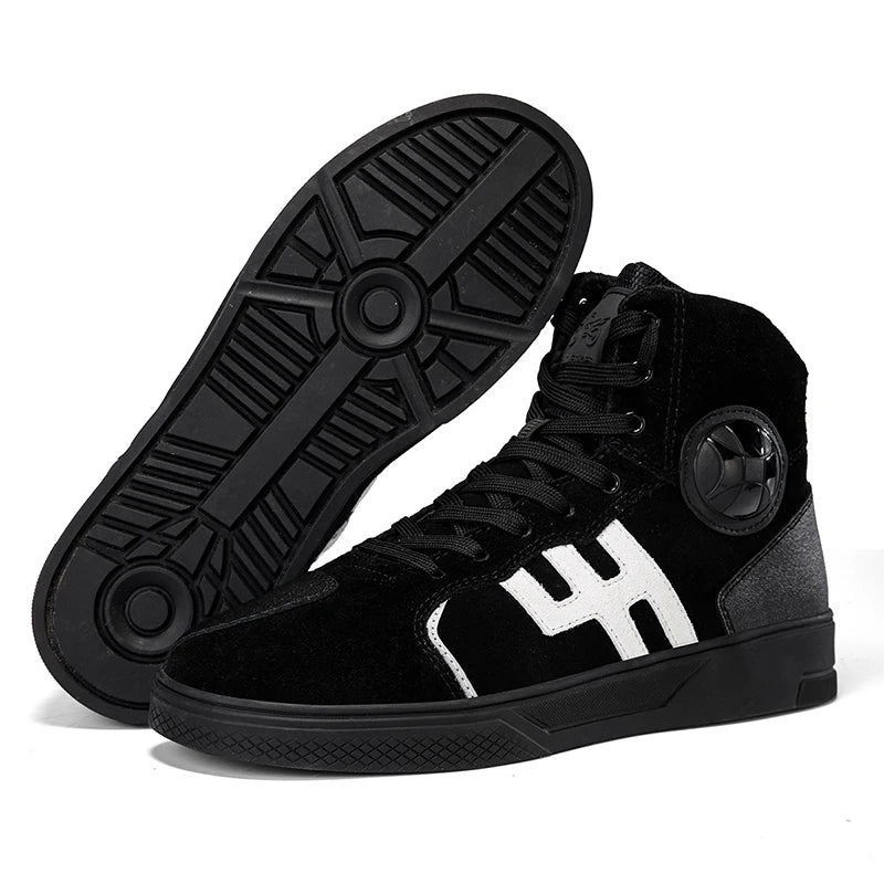 NEW Men's Leather Motorcycle Shoes Anti Slip Wear-resistant Motos Protective Boots Breathability Motocross Racing Riding Shoes