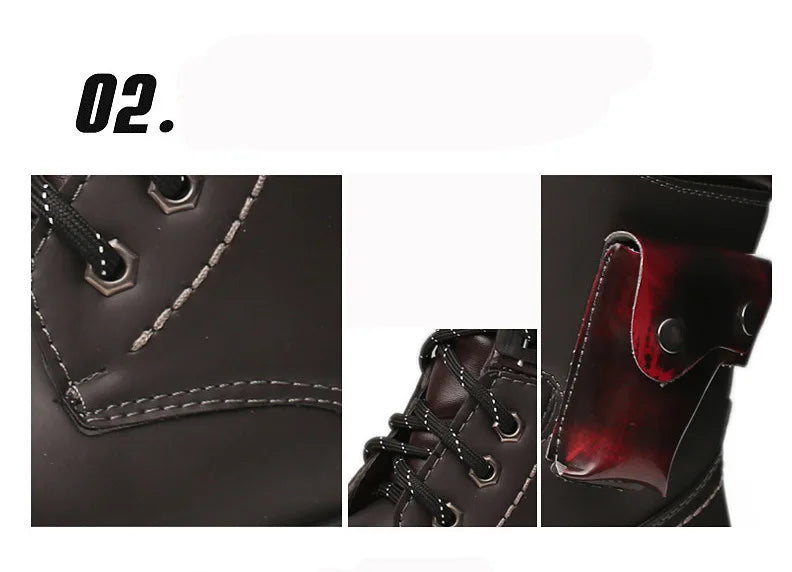 Men's High Top Motorcycle Boots Autumn and Winter Fashion Outdoor Collision Resistant Anti Slip Soft Sole Casual Leather Boots