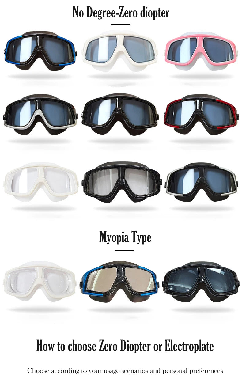 Queshark Men Women Adult -1.5 To -10.0 Myopia Swim Eyewear Silicone  Anti Fog Swimming Goggles Custom Different  Left Right Eyes