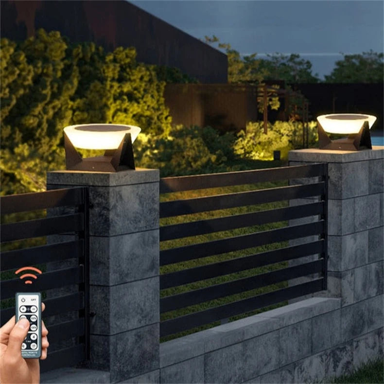 LED Solar Light Outdoor Garden Column Lamps Post Lights Waterproof Fence Gate Cap Lighting Lantern Head Fixture Patio Decoration