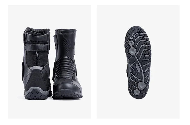 Motorcycle Short Boots Couple Shoes Leather Men Women Riding Racing Protective Breathable Anti-slip Soft Sole Motocross Off-road