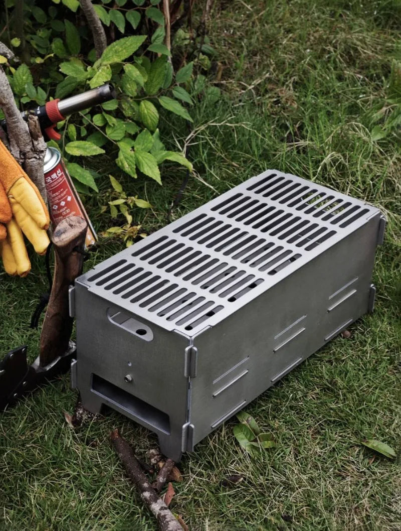 Titanium Alloy Portable Barbecue Grill Rack Outdoor Family Charcoal Stove Furnace Frame Camping Lightweight Camp Equipment