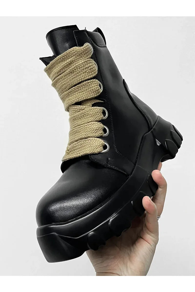 Autumn Motorcycle men Ankle Boots Street Goth Platform Rock Chunky Heels Punk Designer Shoes Knight Short Boots Woman Winter