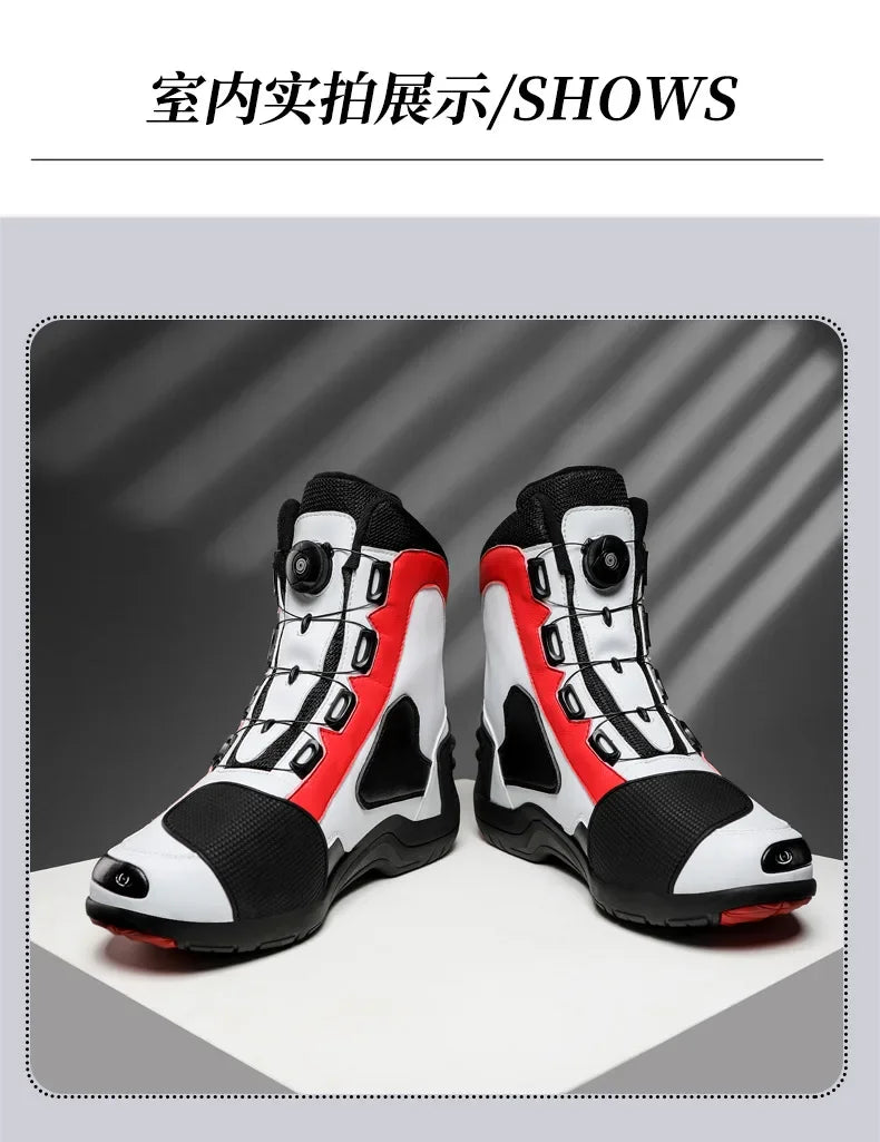 Non-slip  Motorcycle Protective Rubber Soles Boots Casual Motorcycle Boots Men's Leather Boots Motorcycle Riding Shoes