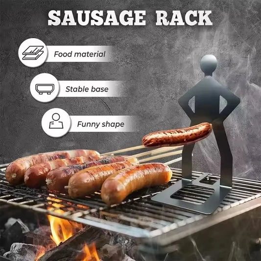 Stainless Steel Funny BBQ Sausage Holder Humanoid Grill Rack for Hot Dogs Portable Camping Picnic Essential with Humorous Design