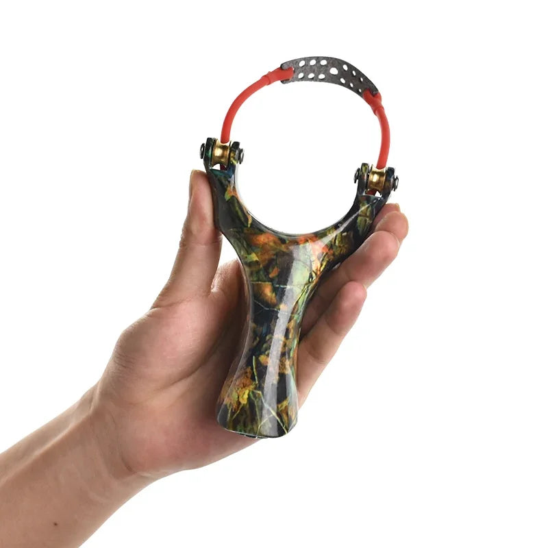 Zinc Alloy Pulley Slingshot Powerful Portable Professional Hunting Slingshot High Elastic Rubber Band For Powerful Shooting