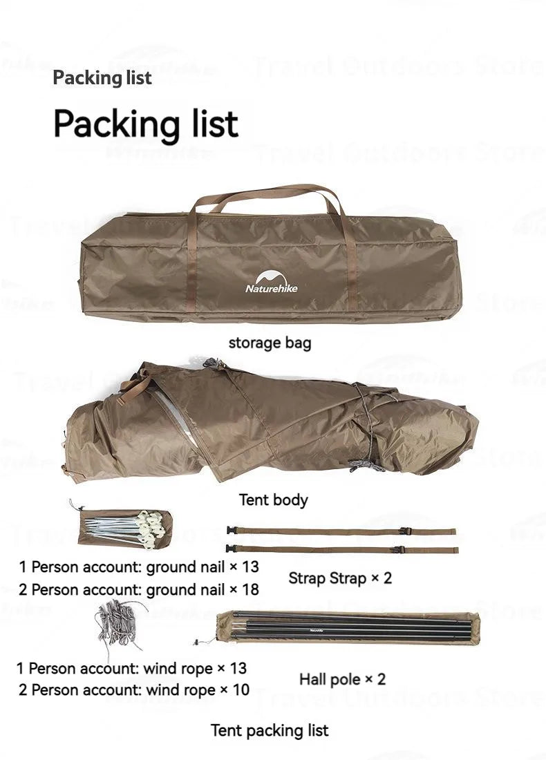 Naturehike A-Type Automatic Tent 1-2P Get Off The Ground Riverside Fishing One Touch Tent Quick Open Camping Bed Tent Waterproof