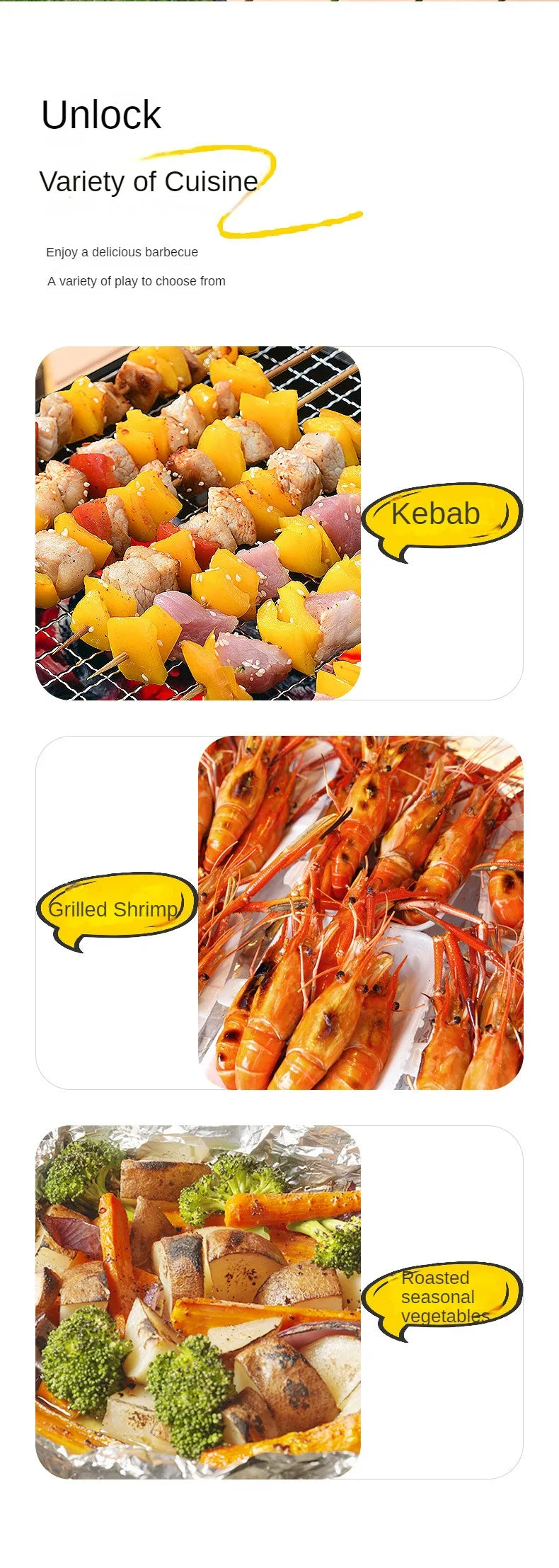 Collapsible BBQ Grill Outdoor Portable Charcoal Fire Pit Full Set no Smoke Carbon Roast Meat for Home