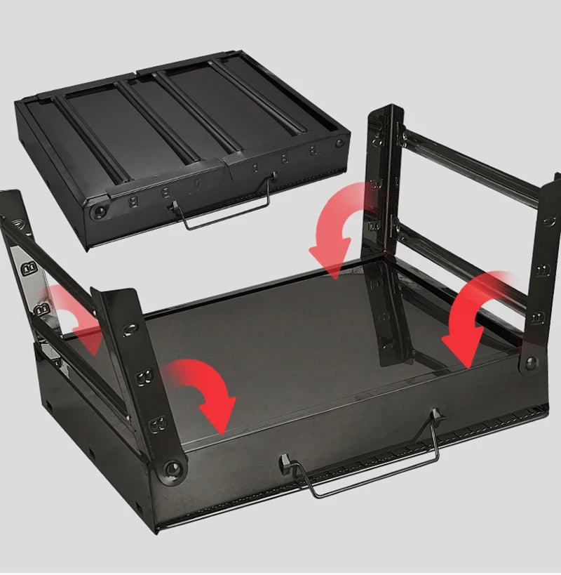 Folding Portable Barbecue Charcoal Grill, Barbecue Desk Tabletop Outdoor Stainless Steel Smoker BBQ for Outdoor Cooking Camping