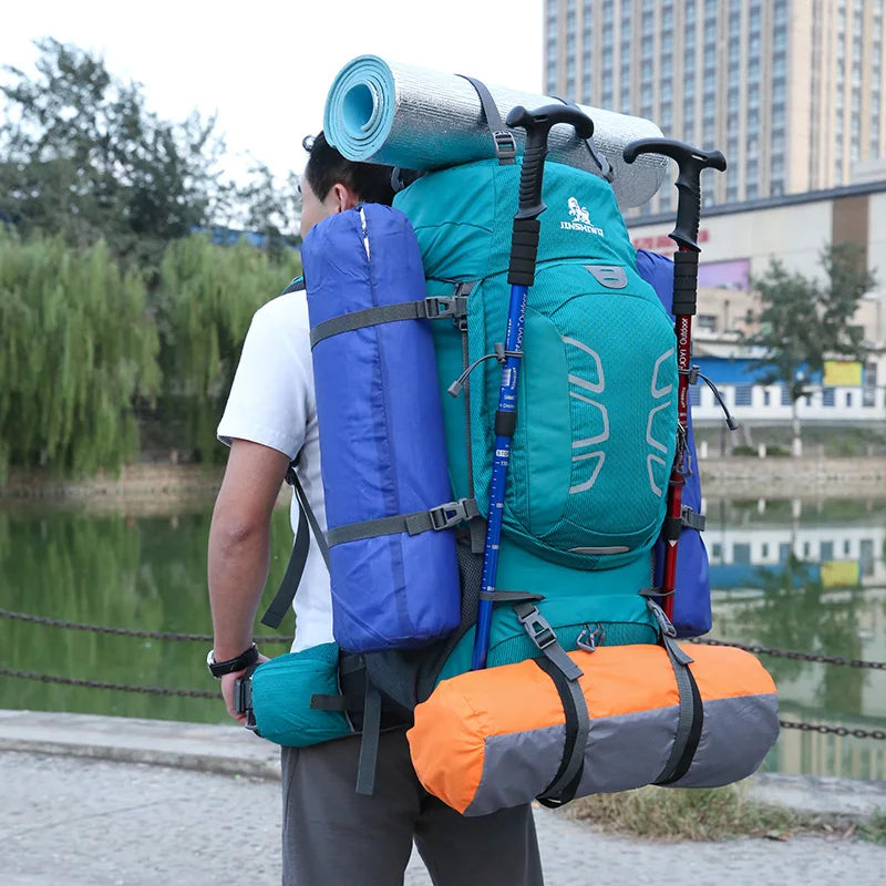 60L Hiking Backpack Outdoor Large Capacity Waterproof Wearproof Luggage Rucksack Men Women Camping Climbing Travel Sports Bag