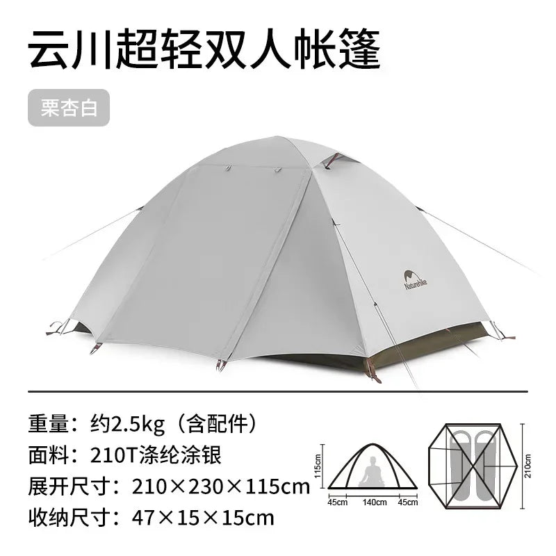 Naturehike-Camping Ultralight Tent, Outdoor Portable, Rainproof and Sun Protection, 2-3 People, Hiking, CNK2300ZP024