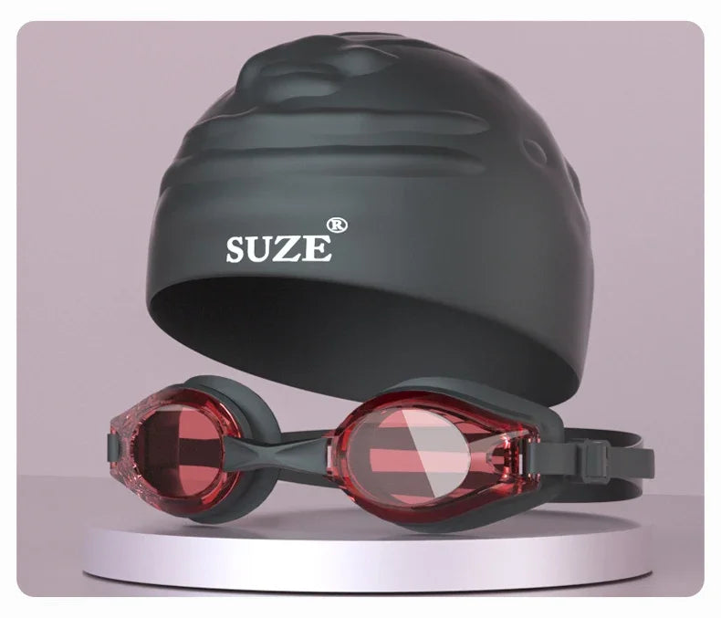 High Definition Anti Fog Swimming Goggles with Comfortable Silicone Seal Includes Swim Cap and Storage Box
