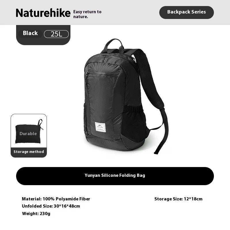 Naturehike 25L/30L Folding Backpack 30D Nylon Silicone Waterproof PU2000+ Outdoor Travel Climbing Hiking Ultralight Shoulder Bag