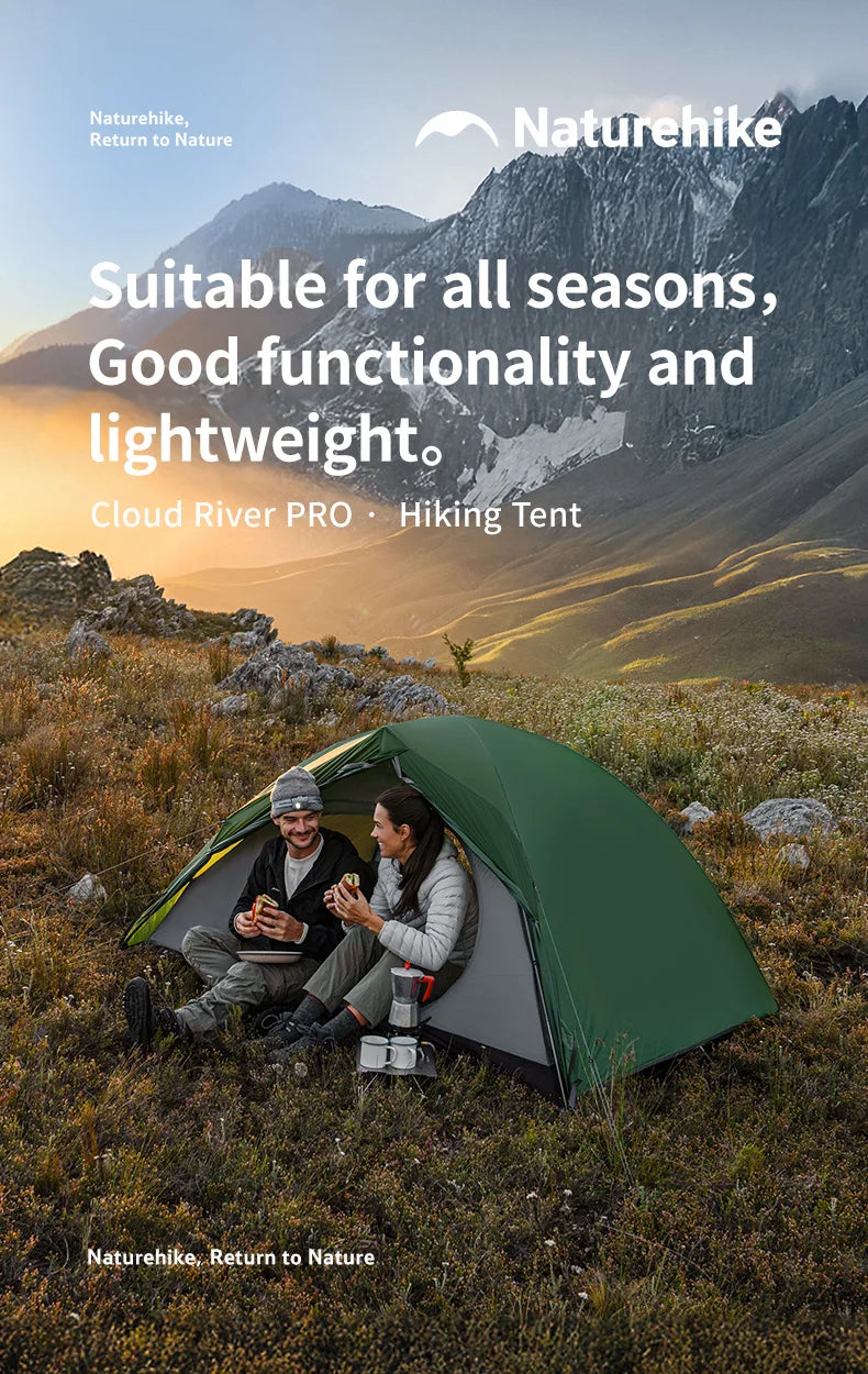 Naturehike Cloud River Pro Outdoor Camping Tent Ultralight 2 Person 20D Silicone Fabric Double-layer Waterproof Hiking Tents