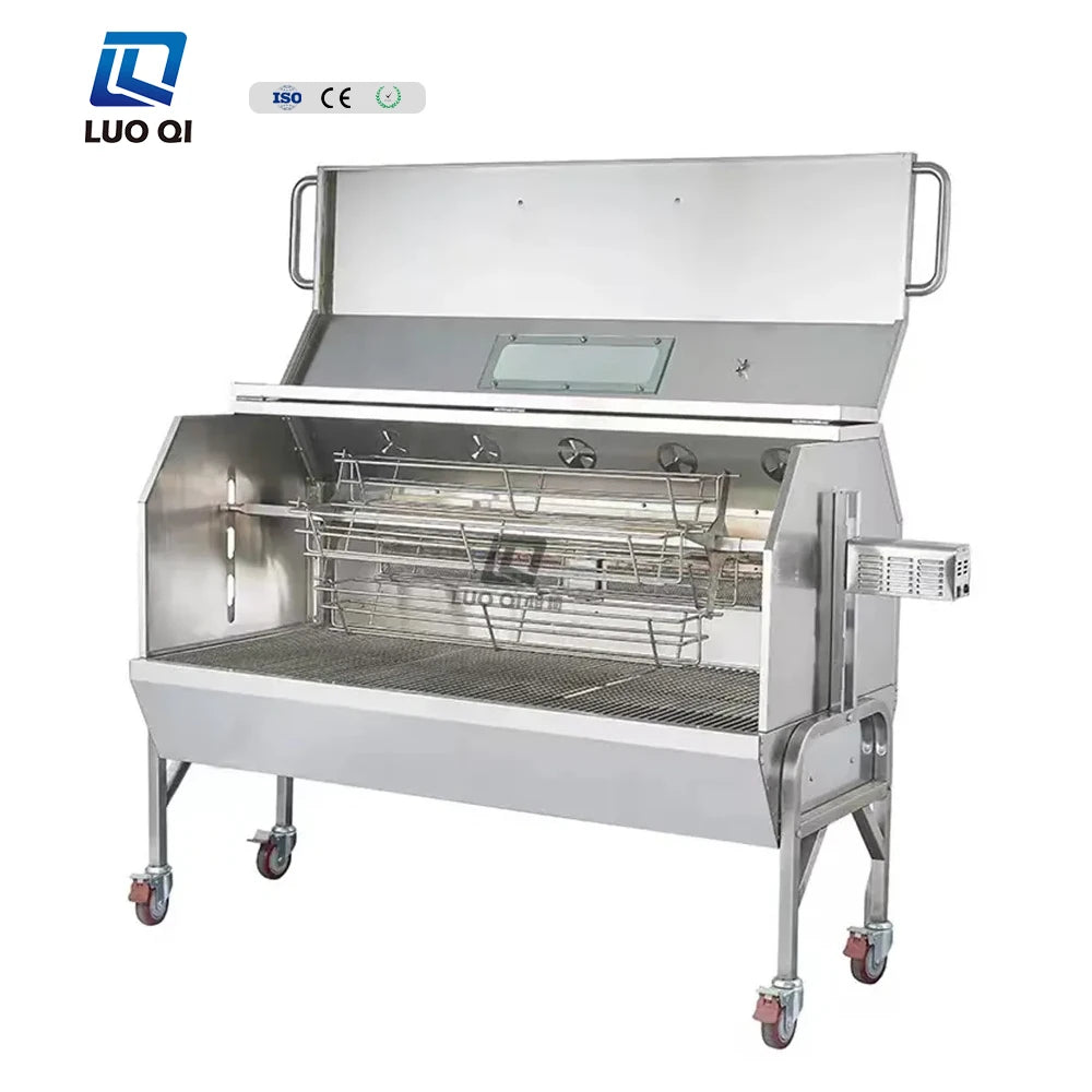 Luxurious Large Rotisserie Stainless Steel Gas and Charcoal BBQ Grill 60KG Outdoor Wholesale Barbecue Grill