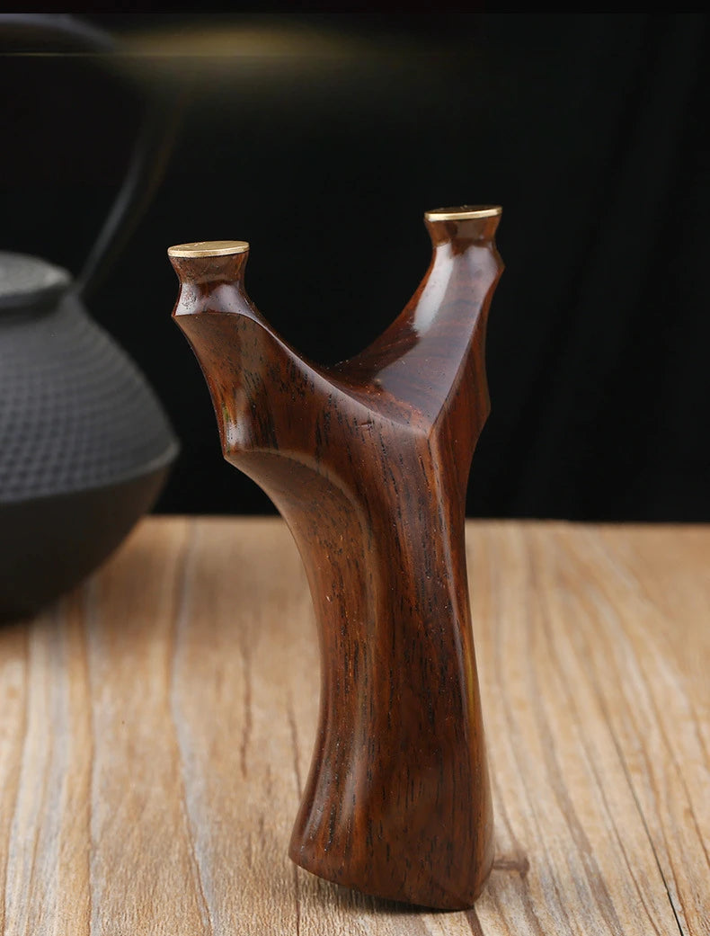 High-quality Brass+Ebony Slingshot Outdoor Smooth Head Hunting Bow Catapult with Rubber Band Steel Ball Strong Magnetic Ring Set