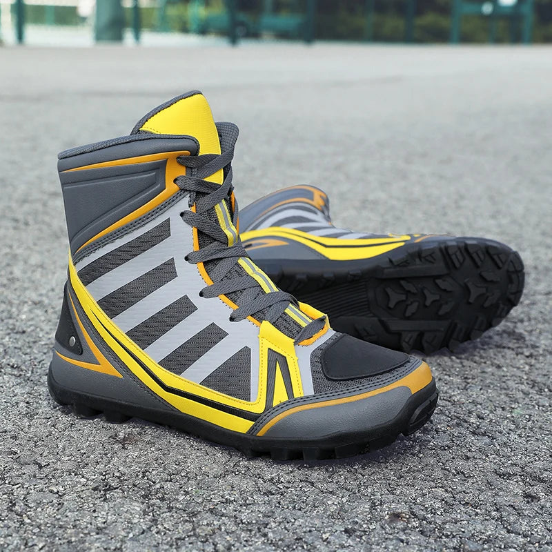 Men's Motorcycle Boots New Breathable Stripe Motos Riders Shoes Outdoor Motocross Protective Boots Hiking Non-slip Sports Shoes