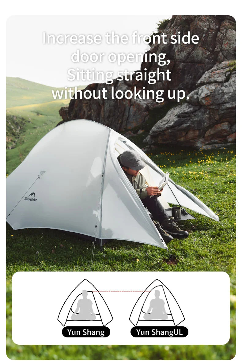 Naturehike Cloud Up Outdoor Camping Tent Ultralight 2 Person 15D Silica Gel Double Layer Backpack Tent Hiking With Free Mat