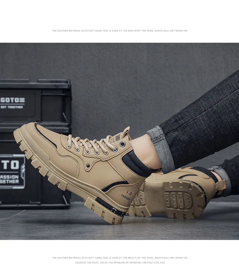 2025 Men's Casual Shoes Non-slip Wear-resistant High-top Sneakers Outdoor Comfortable Platform Hiking Shoes Designer Men's Shoes