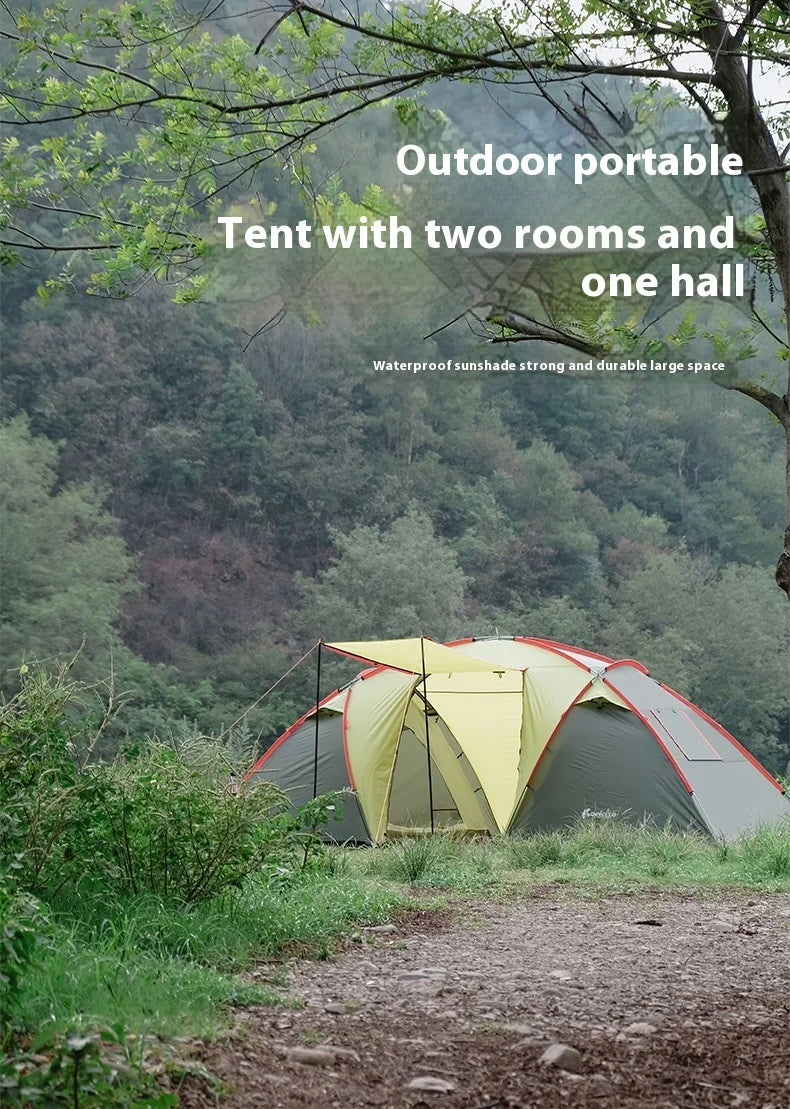 Tunnel Tent Outdoor Two Rooms and One Hall Thickened Windproof and Rainproof Tent Camping Sun Screen Tent душевая палатка