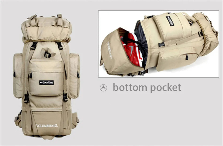 85L Hiking Bag Large Capacity Military Tactical Backpack Outdoor 900D Waterproof Wear-resistant Camping Travel Luggage Rucksack