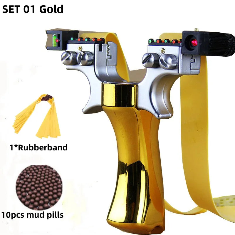 Powerful New Laser Slingshot Upgrade Outdoor Shooting Catapult Double Screw Quick Pressure Rubber Band Toy Hunting Tools Outdoor