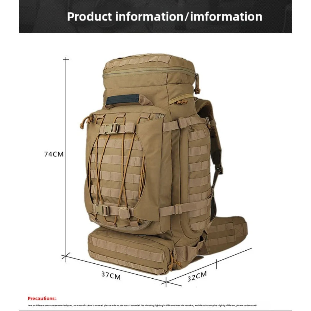 90L Large Tactical Backpack for Hiking Mountaineering Camping Travel Outdoor Sports with Rain Cover Breathable Back System