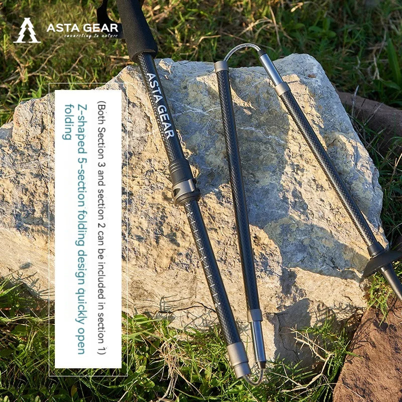 ASTA GEAR Carbon Fiber Climbing Alpenstock Ultra Light Aluminum Alloy  ul Tent Ceiling Support Rod Carbon Hiking  Climbing Stick