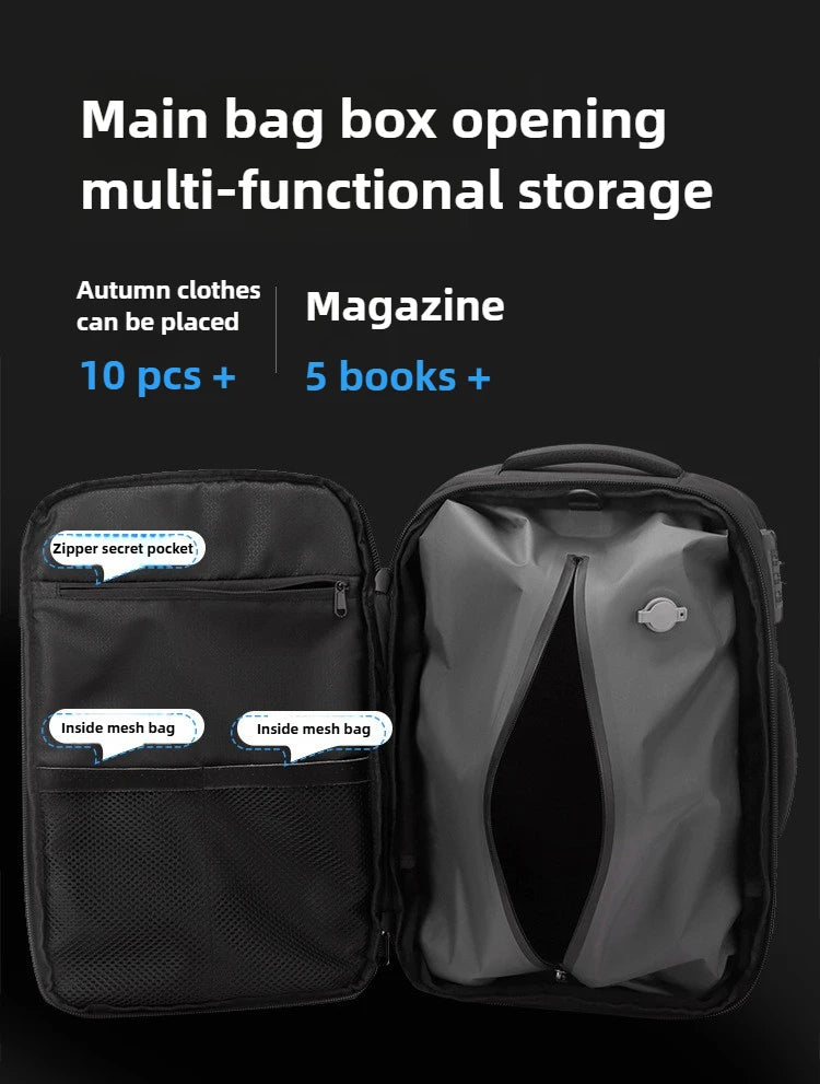 Vacuum Compression Backpack 35L Expandable, Travel Hiking Laptop Bag with Waterproof Cover, Lightweight Daypack for Outdoor