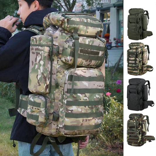 70L Large Capacity Tactical Backpack,Wear-Resistant Rainproof Oxford Cloth,Multifunctional Outdoor Camping Hiking Climb Bag,B437