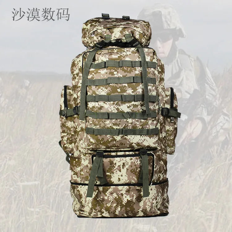 70-100L Outdoor Camping Travel Sports Backpack Military Camo Tactical Bag Large Capacity Waterproof Hiking Mountain Climbing Bag