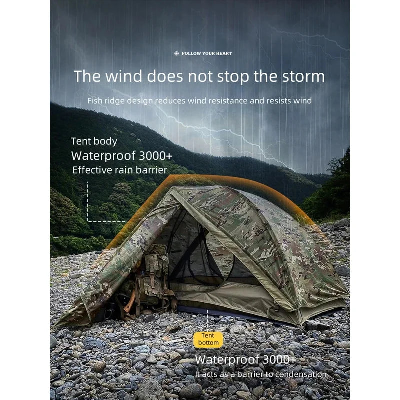 Ultra-Lightweight 1.8KG Military Tent Waterproof Windproof Quick Setup Backpack Tent for Camping Hiking Beach Backpacking