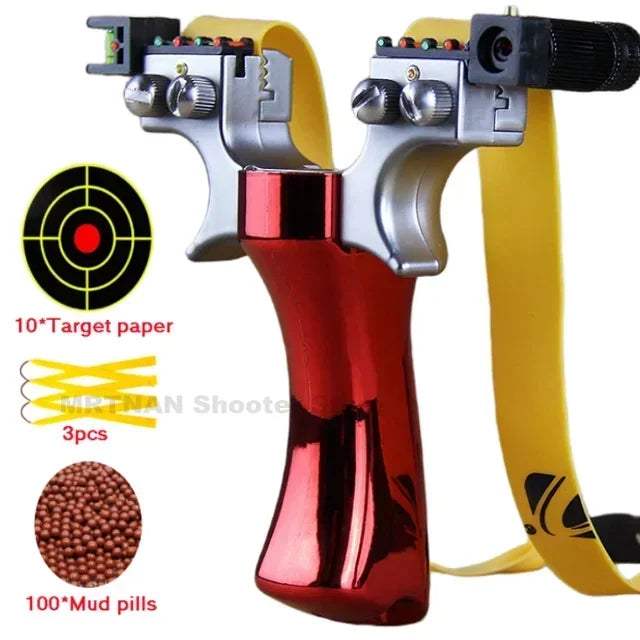 Powerful Laser Slingsshot Upgrade Outdoor Shooting Catapult Double Screw Quick Pressure Rubber Band Hunting Slingshot