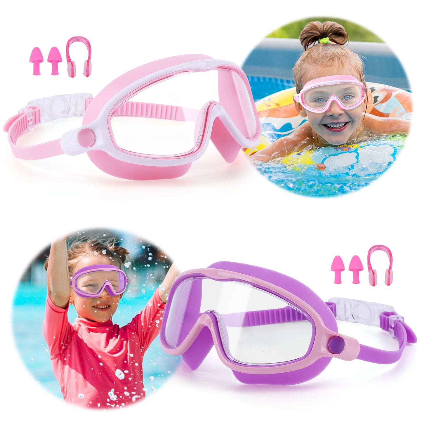 2Pcs Swimming Goggles Anti Fog Transparent Swimming Glasses Leakproof Wide View Swimming Eyewear Professional Swim Equipment