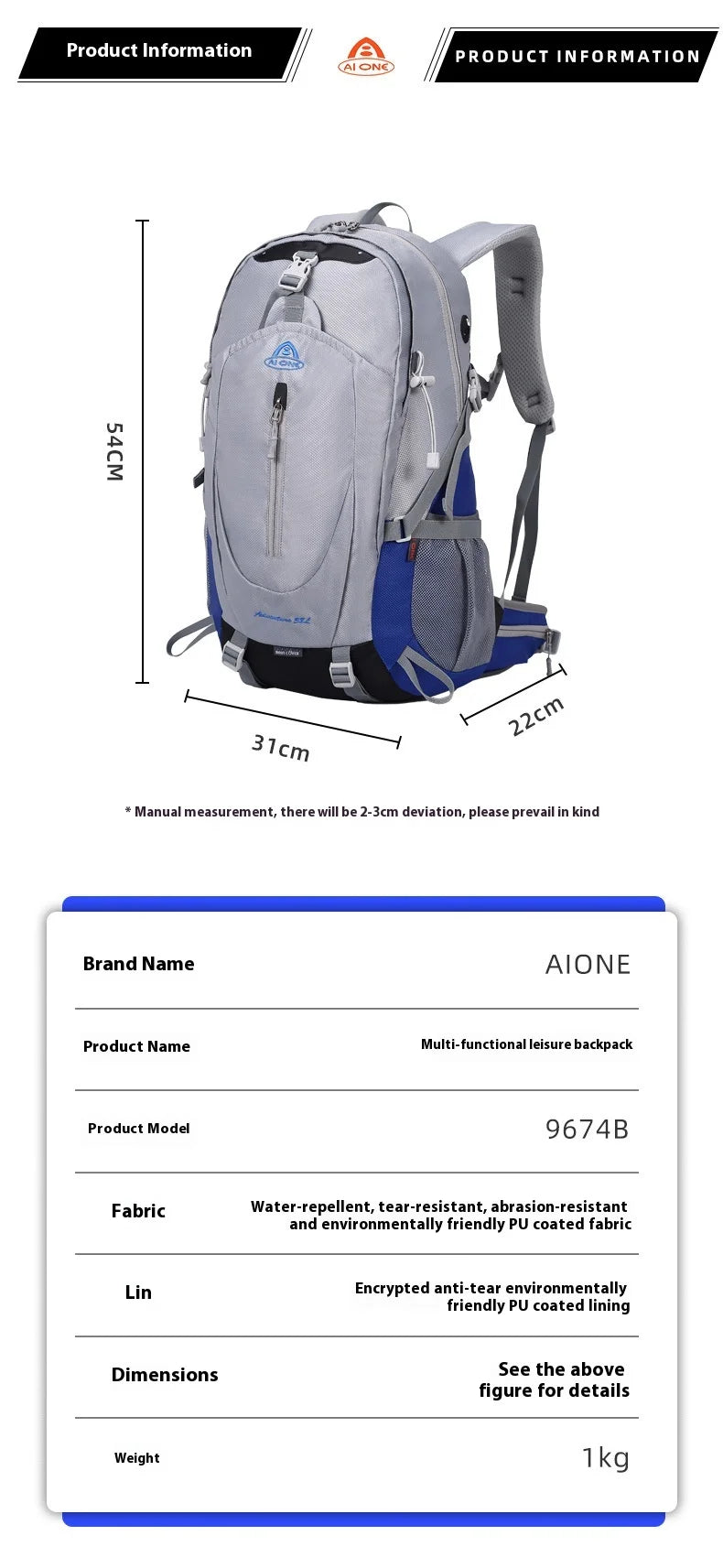 30L Outdoor Backpack Hiking Bag Multi functional Anti splash Mesh Frame Backpack for Tourism Ultra Light Travel Backpack