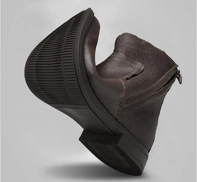 2026 Spring Autumn Ankle Boots Fashion Male Cow Genuine Leather Shoes Dual Zip Leisure Leather Boots Motorcycle Shoes Boys A049