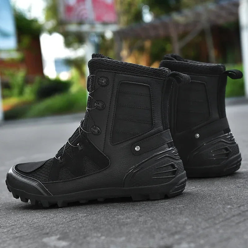 Motorcycle Boots Men Moto Riding Boots Four Seasons Breathable Motorcycles Shoes Motorbike Chopper Cruiser Touring Ankle Shoes