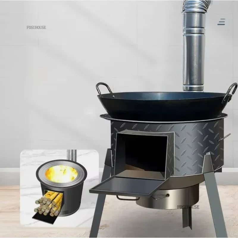 Chimeneas Camping Fire Pit Outdoor Grill Stand Camping Stove Heating Wood Fire Stove Household Rural Portable Brazier Stove