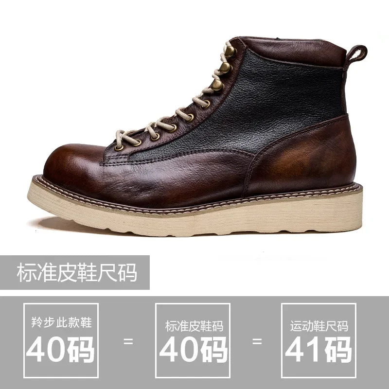 Motorcycle Riding Boots Short Face British High Top Leather Boots Retro Short Boots Velvet Style Casual Workwear Shoes