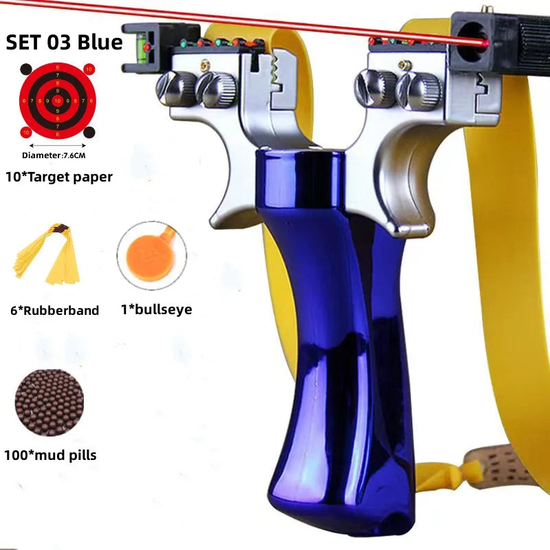 Powerful New Laser Slingshot Upgrade Outdoor Shooting Catapult Double Screw Quick Pressure Rubber Band Toy Hunting Tools Outdoor