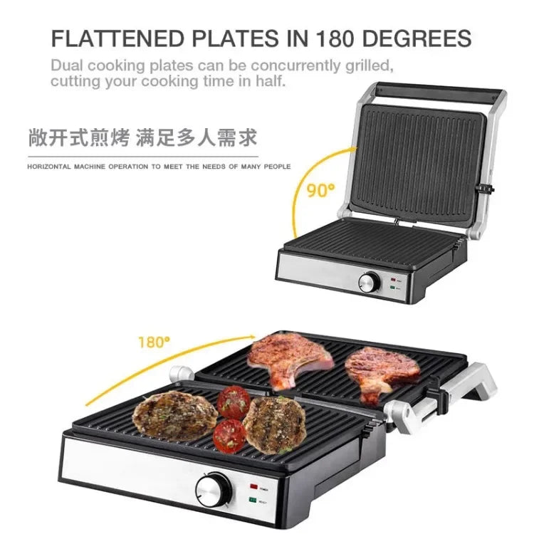 220V UK Multifunctional Steak Maker Panini Press Sandwich Grill Commercial Breakfast Burger Machine for Home Use EL