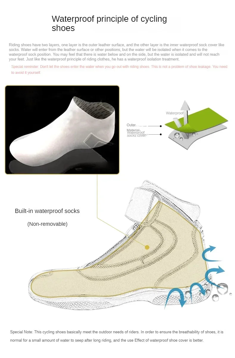 Motorcycle Riding Boots Men's Anti-slip Wear-resistant Locomotive Cycling Shoes Comfort Waterproof Anti-drop Four Seasons
