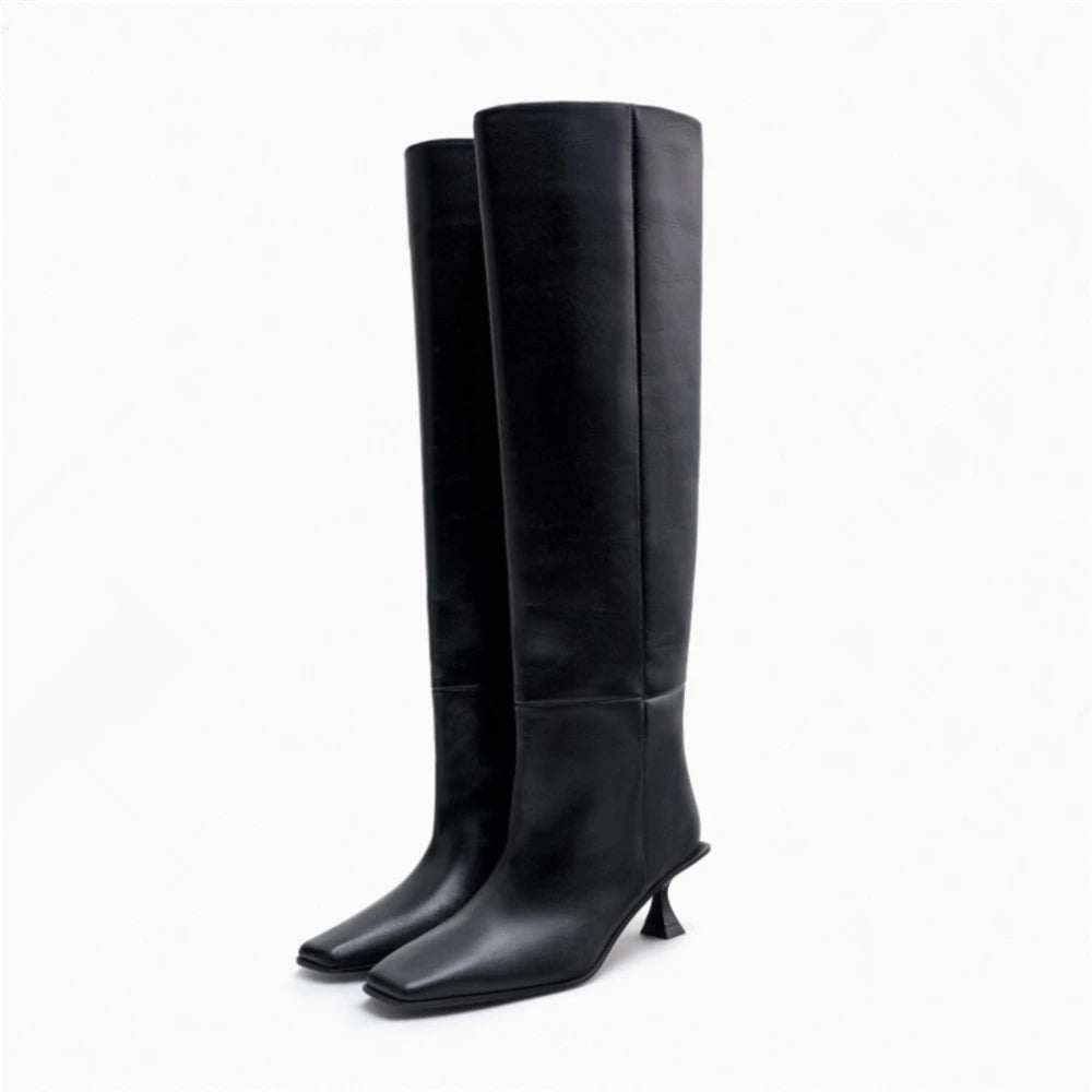 FEDONAS Fashion Women High Heels Genuine Leather Boots Autumn Winter Long Warm Knight Boots Female Shoes Woman