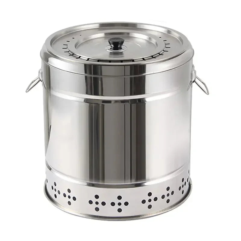 Smokeless Barrel BBQ Grill, Charcoal Rotisserie for Home, Commercial, Outdoor Meat Skewer, Portable Roaster