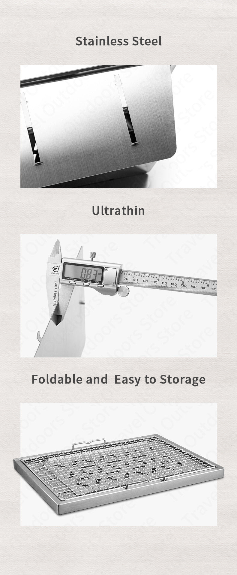 Naturehike IGT Outdoor Folding BBQ Grill Stainless Steel Embedded Oven Portable Stove Camping Picnic Tool Barbecue Accessories